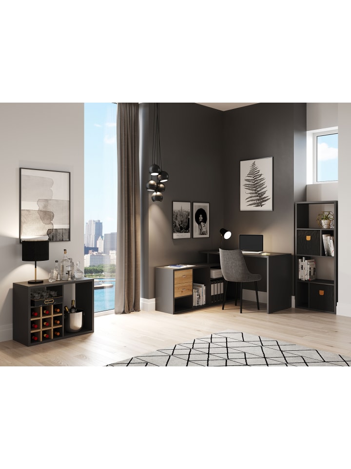 Phoenix Group AG  Fortuna - SET Regal mit 6 Fächern inkl. Tür-/Schubladeneinsatz, grau, B/H/T: 58x146,6x34 cm günstig kaufen onesize