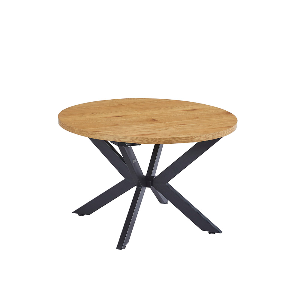 Home Deluxe Esstisch Rund Ausziehbar AVENTURA inkl. Sternfuß - 120 x 120 cm Light Oak