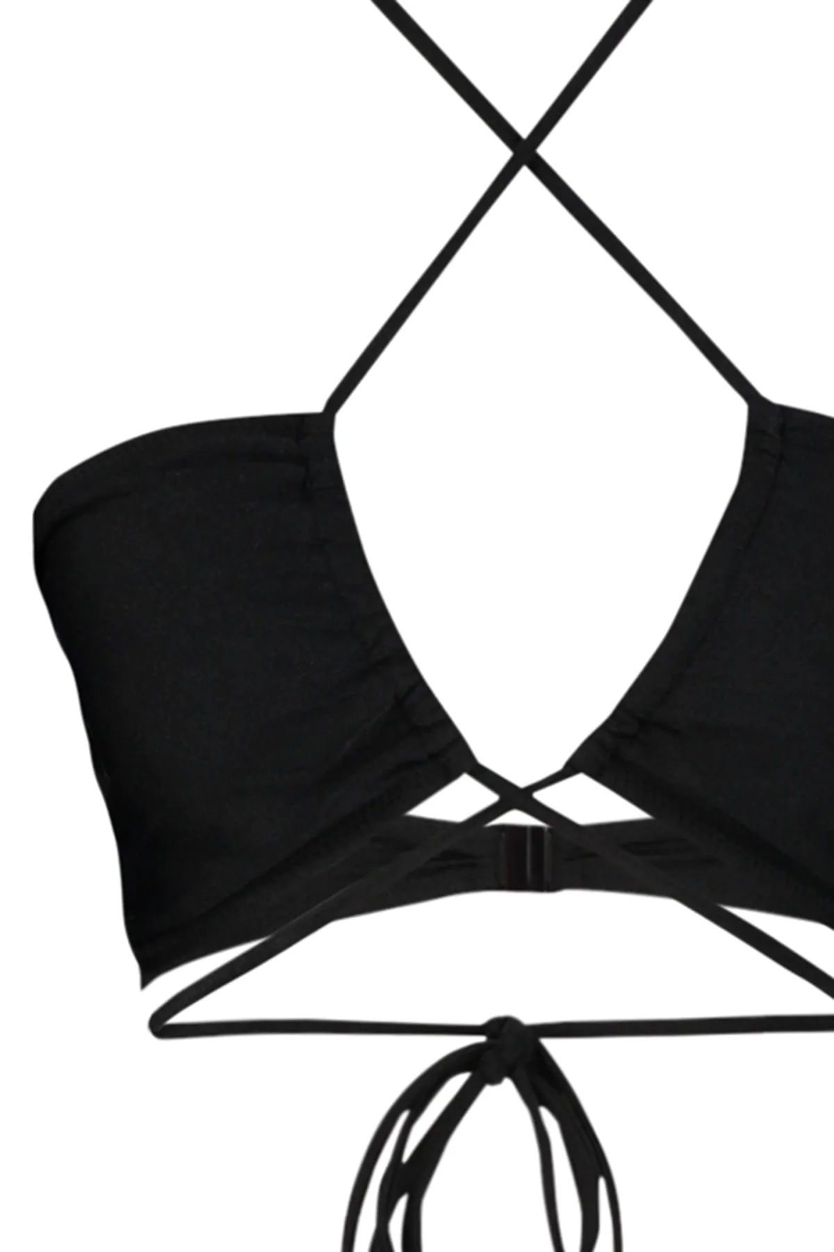 Trendyol Collection  Schwarzes trägerloses Bikini-Set mit normalem Bein und Bindeband TBESS23BT00063