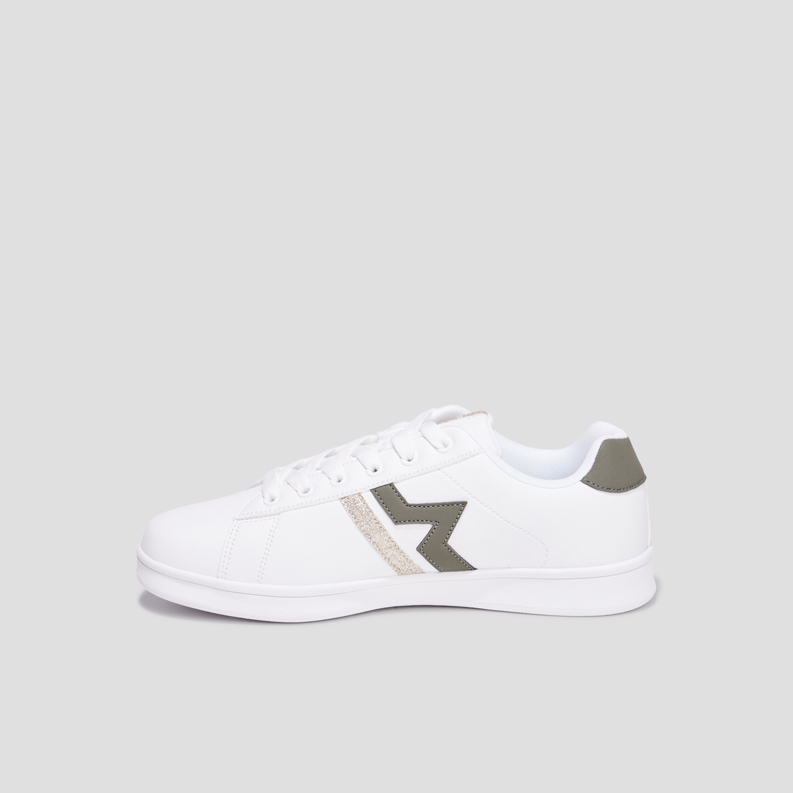 Tennis à lacets détails pailletés Creeks vert kaki femme | La Halle