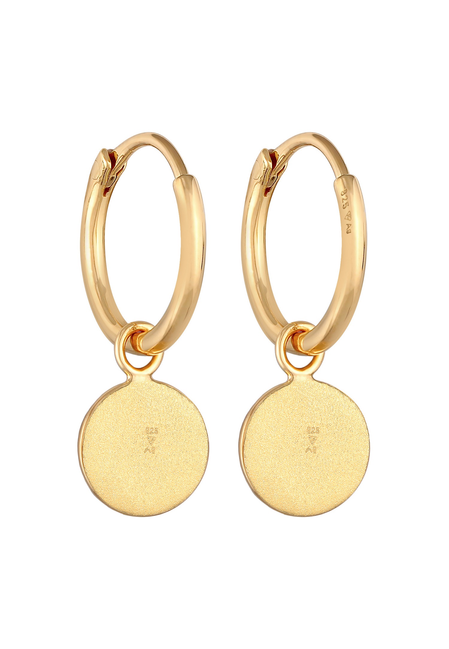 Pendientes de aro redondos con forma de sol de Elli para mujer, en plata de ley 925 con baño de oro.