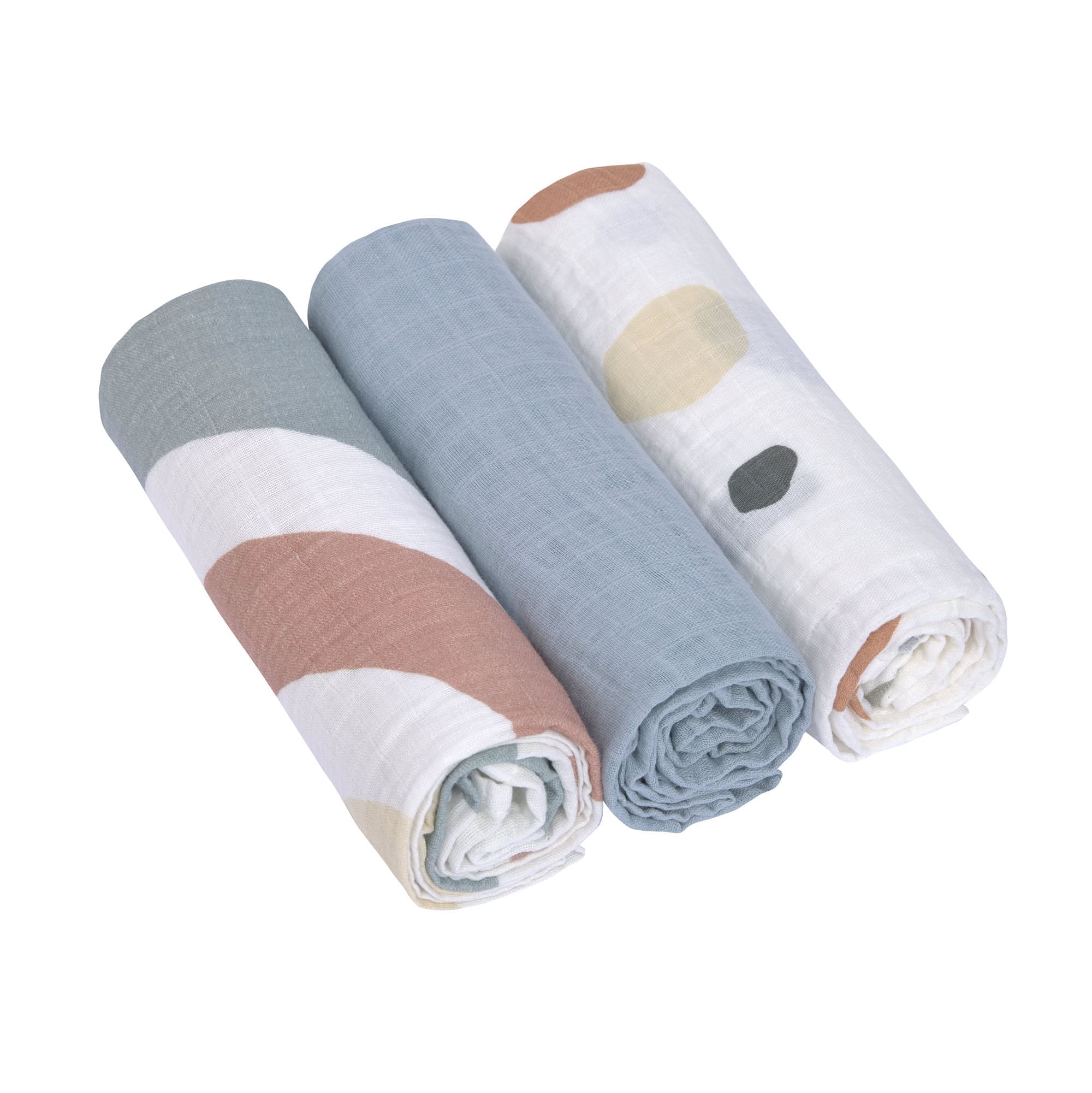 Mulltücher 3er Set 85 x 85 cm - Regenbogen, Hellblau