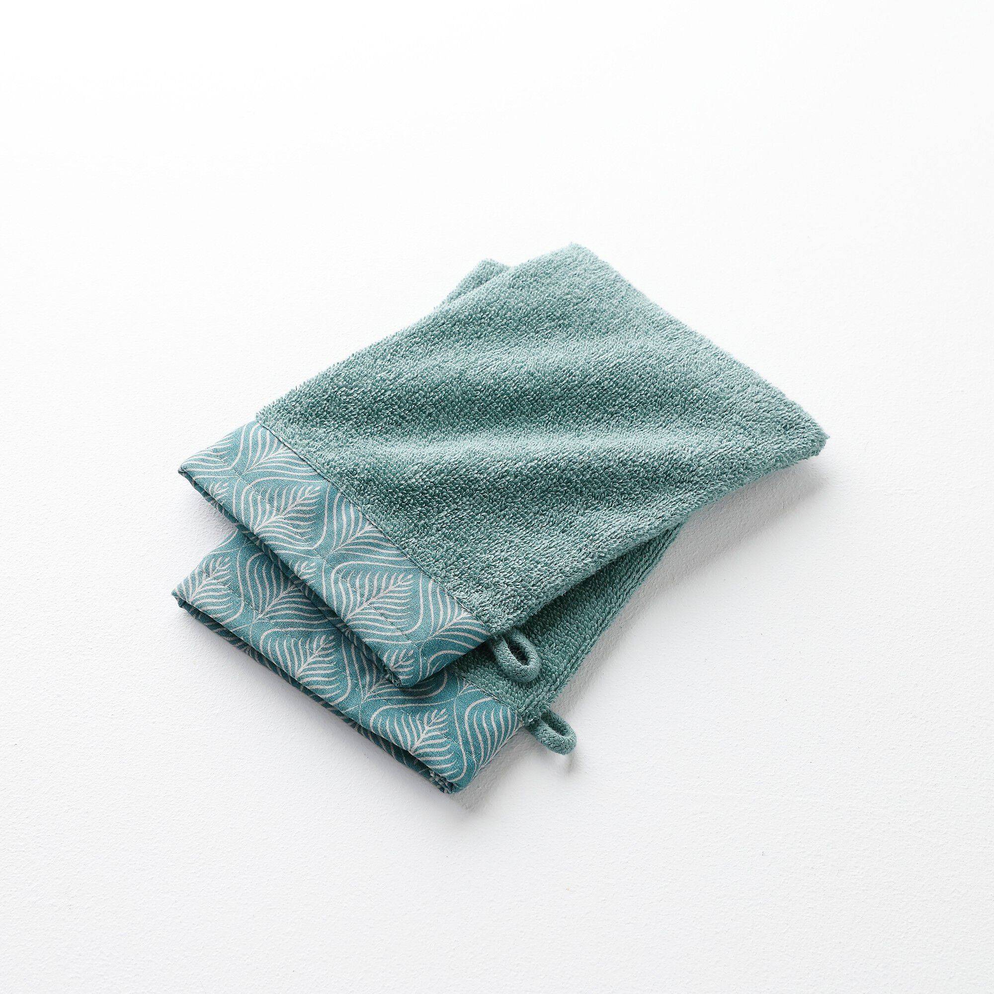 Éponge bouclette 420 g/m² liteau imprimé feuillage