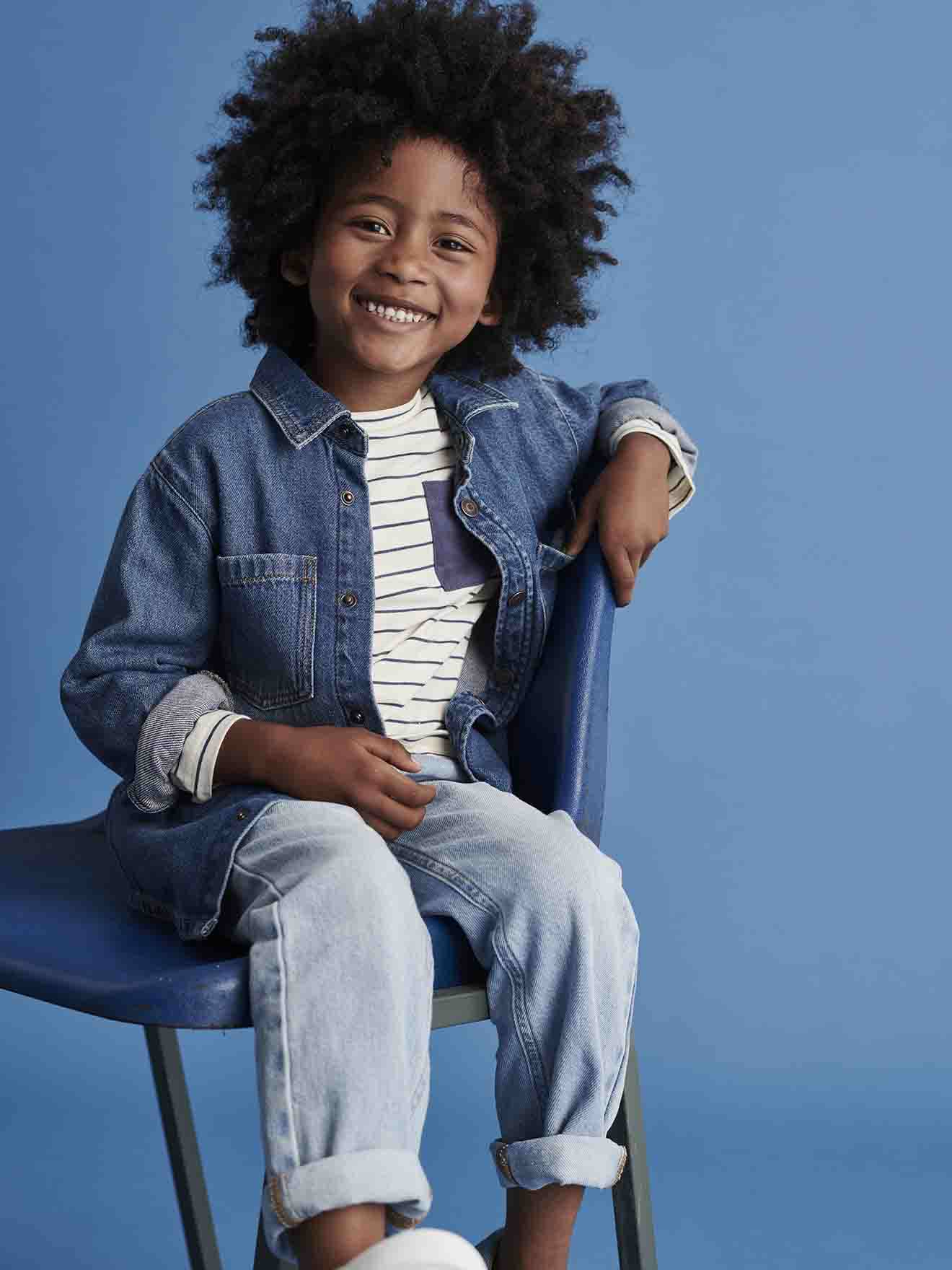 Vertbaudet Jungen Jeanshemd, personalisierbar - schwarz denim