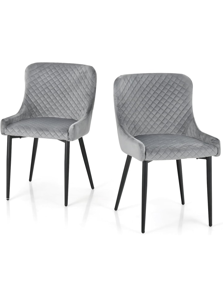 COSTWAY 2er Set Esszimmerstühle in Grau günstig kaufen onesize