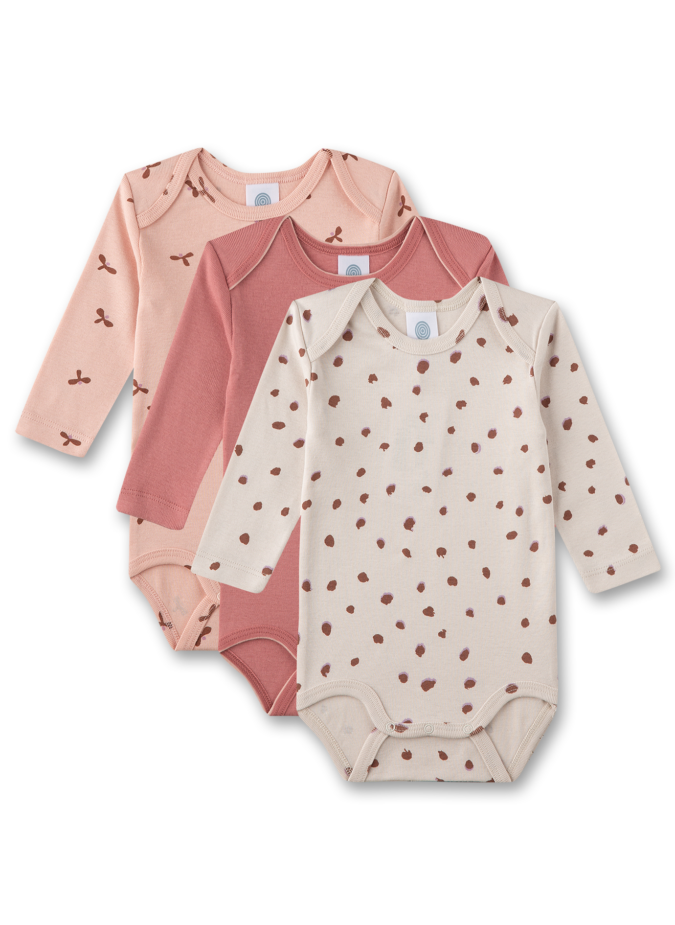 Baby-Body langarm (Dreierpack)Beige