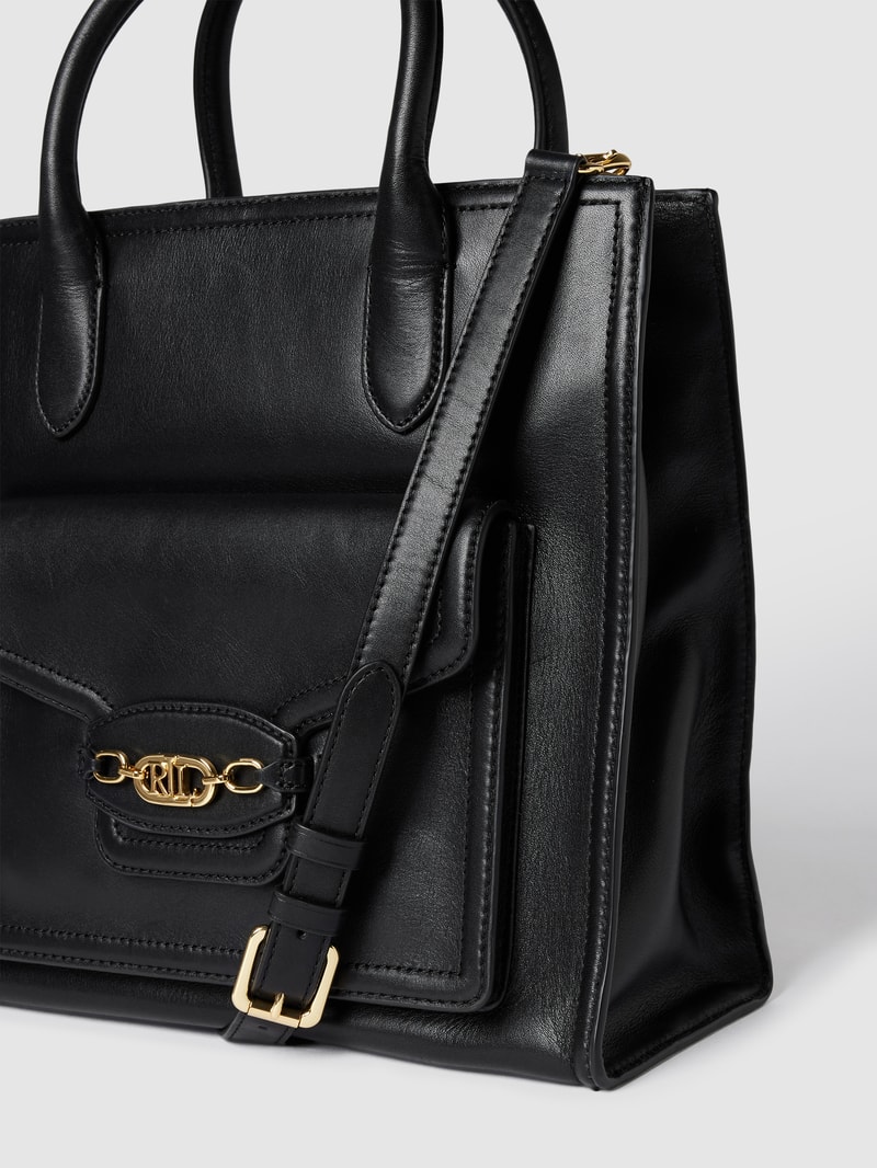 Tote Bag mit Label-Detail Modell 'SYMONE' in schwarz