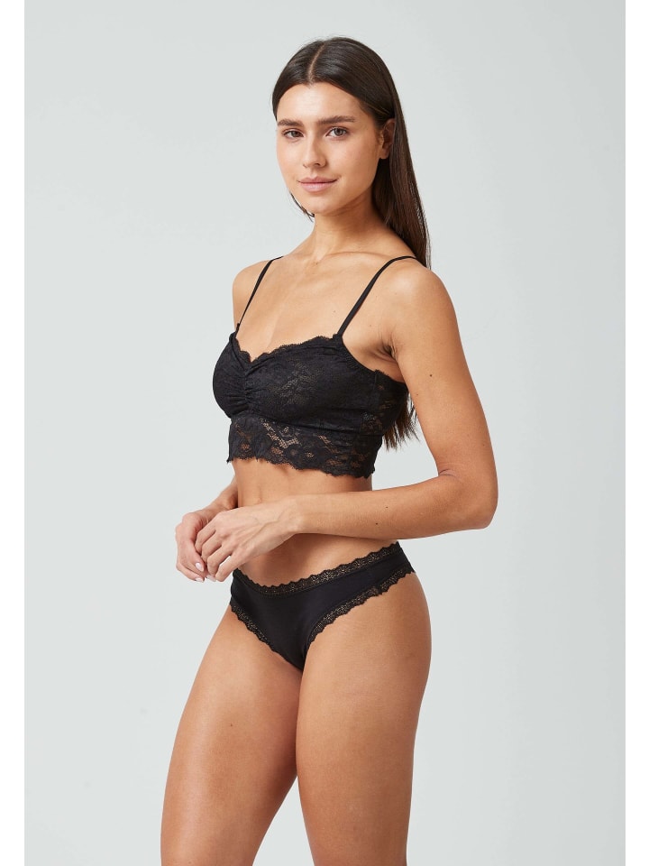 SNOCKS Tangas mit Spitze aus Bio-Baumwolle 3 Stück in Schwarz günstig kaufen