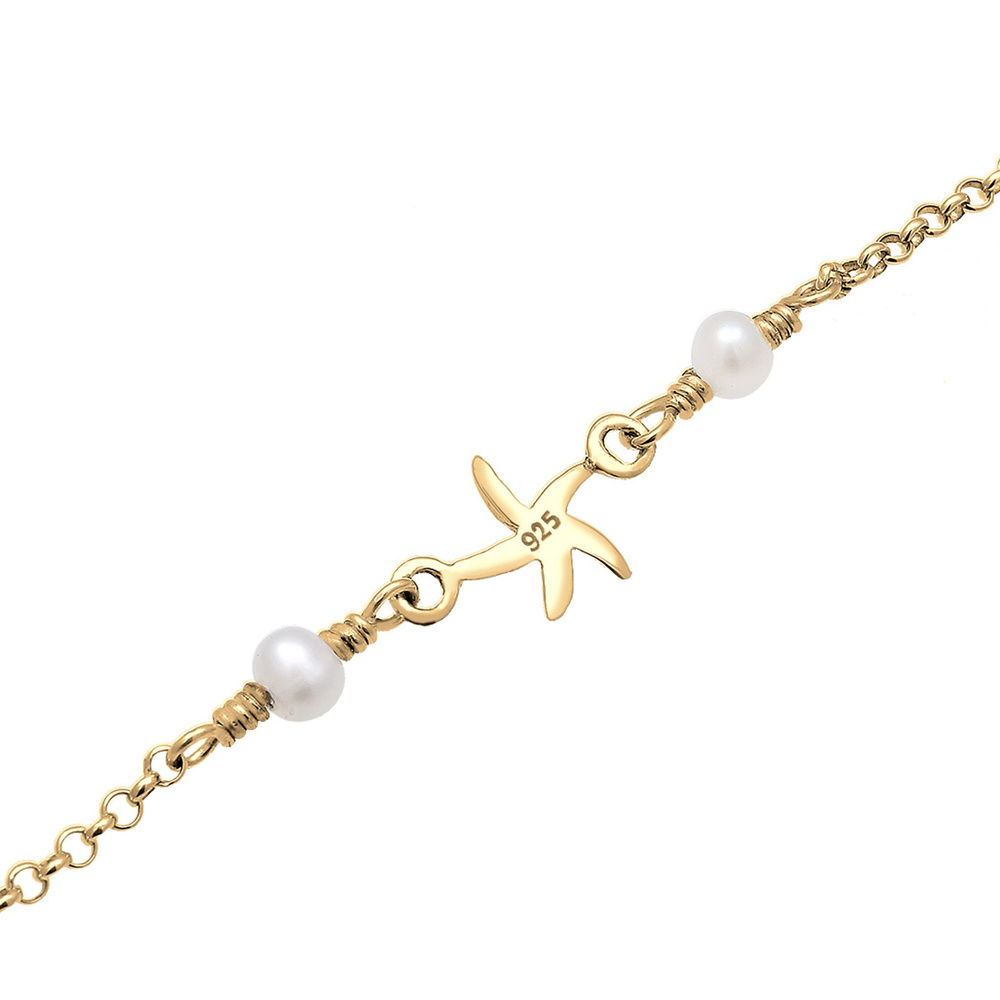 Elli Elli Bracelet de Cheville Seestern Perle Maritim Beach 925 Sterling Silber Bijoux