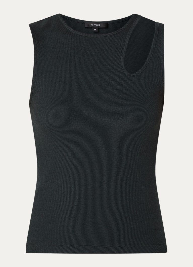 OPUS Ilara ribbed tank top with cut-out detail