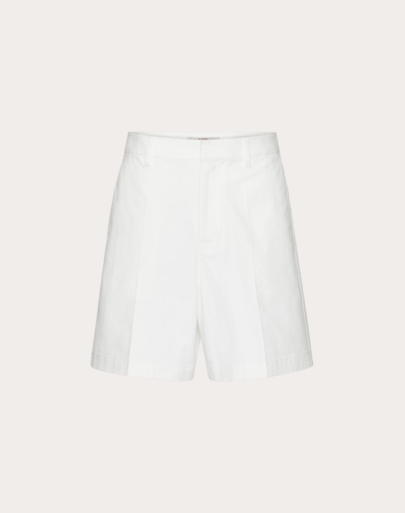Stretch katoenen canvas bermudashorts met rubberen V-detail