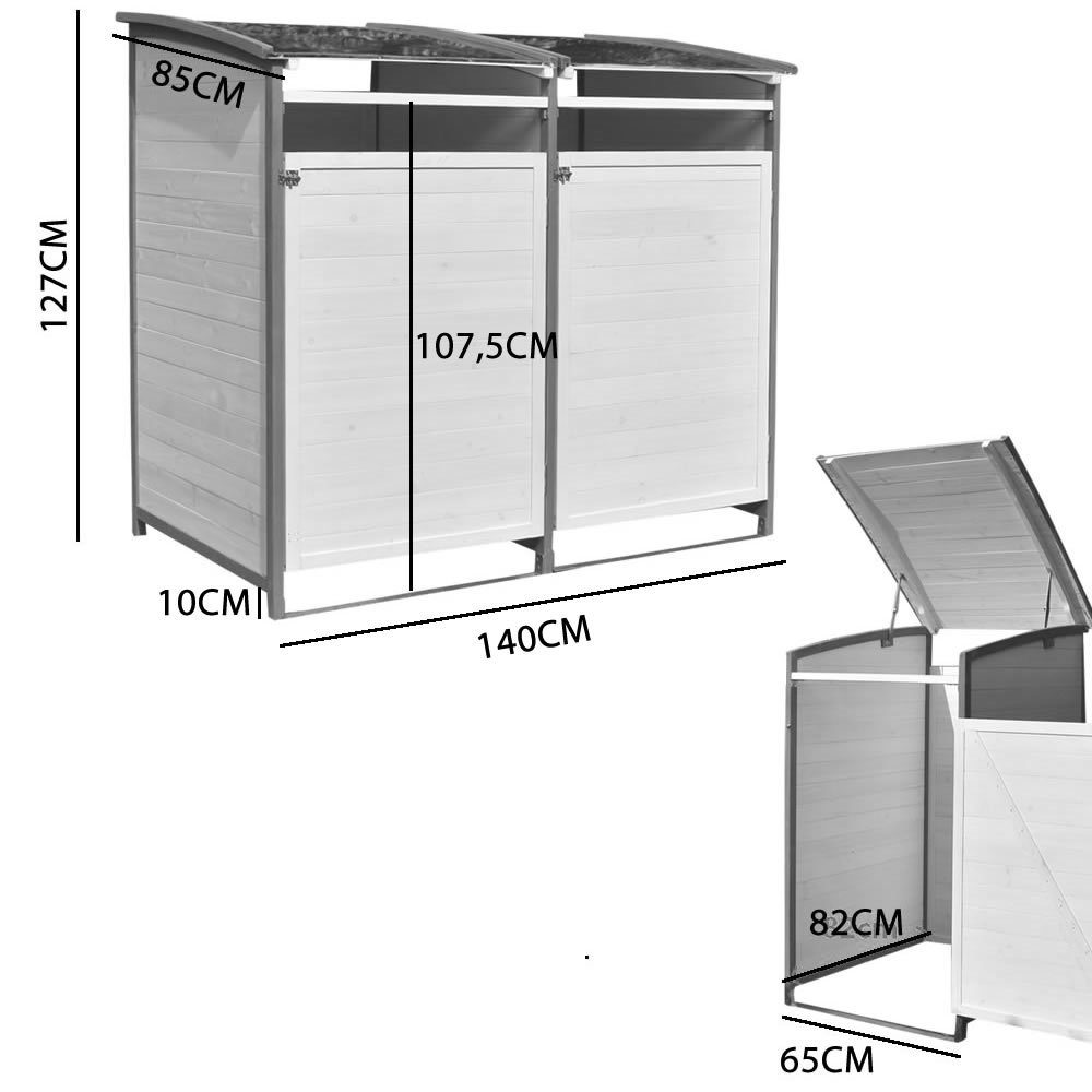 Mucola Mülltonnenbox Doppelbox für 2 Tonnen Mülltonnenverkleidung für 2x 120L oder 240L (Stück, 2 St), Witterungsbeständig
