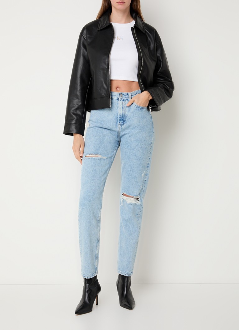 Calvin Klein faux leather jacket with side pockets