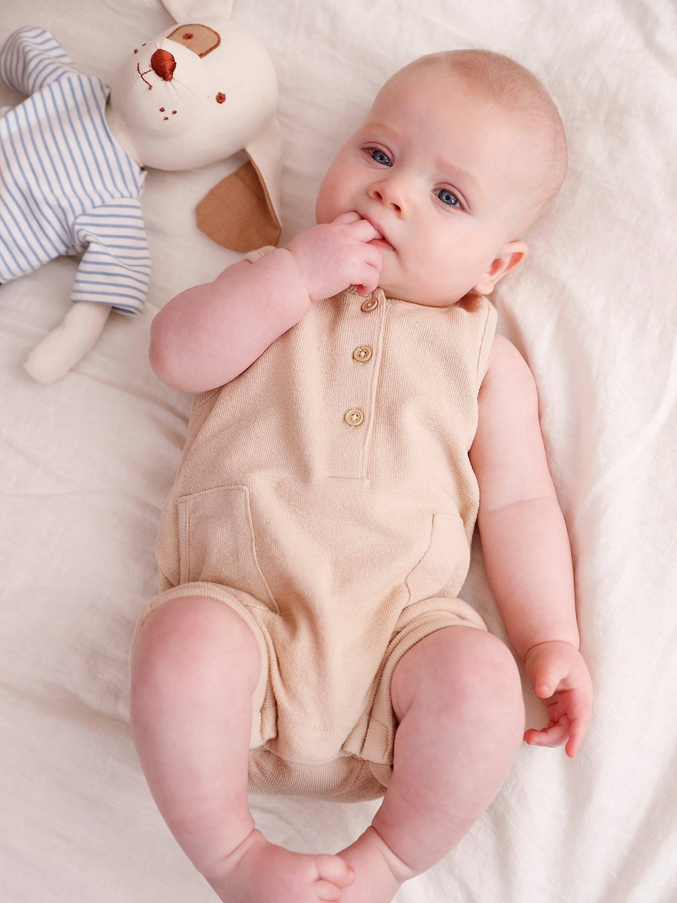Vertbaudet Baby Kurzoverall Oeko-Tex - beige