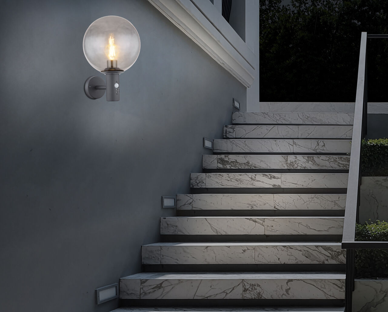 Globo Lighting - HEDWIG - Außenleuchte Edelstahl, 1x E27 LED