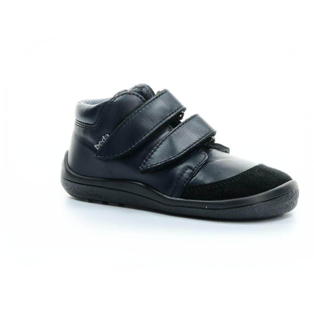 Beda Just Black mit Membran (BF 0001/W/M/SO/2) schwarze Barfuß-Stiefeletten