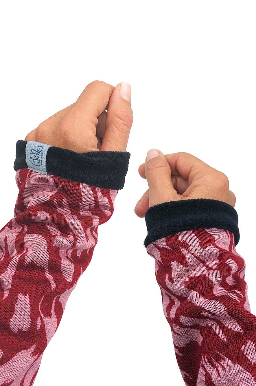 Wishproject® Armstulpen Wild Burgundy Damen Pulswärmer Kuschel-Weiche Stoffe & Hochwertige Herstellung in Deutschland