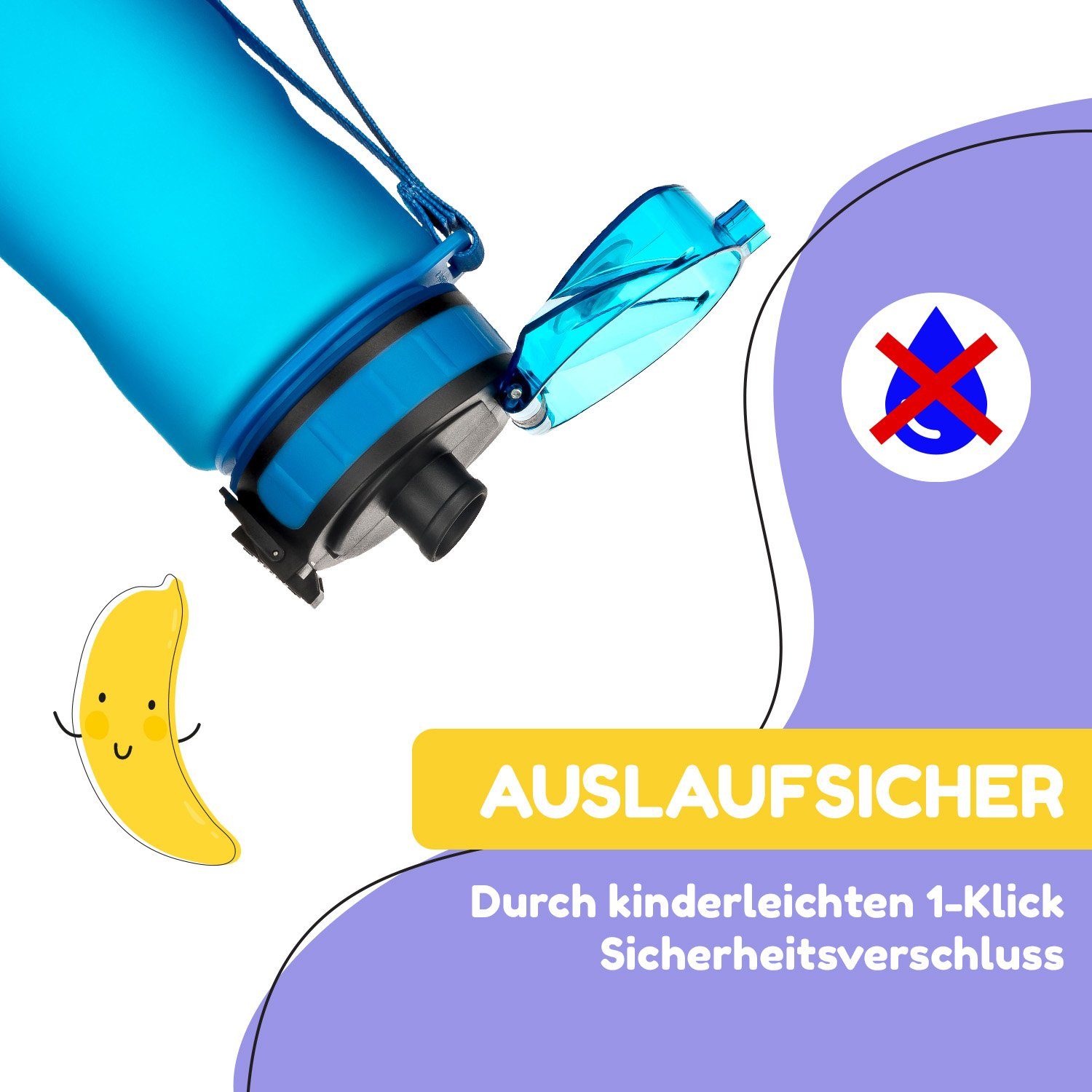 Klarstein Trinkflasche 0, Kinderflasche 500 ml Kindergarten Outdoor Schule Sport