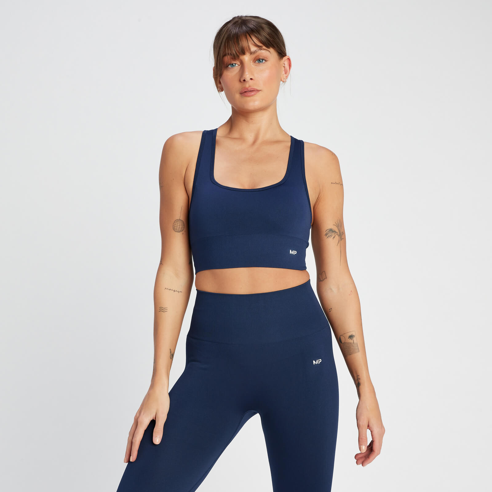 MP Women's Shape Seamless Cross Strap Sports Bra - Navy