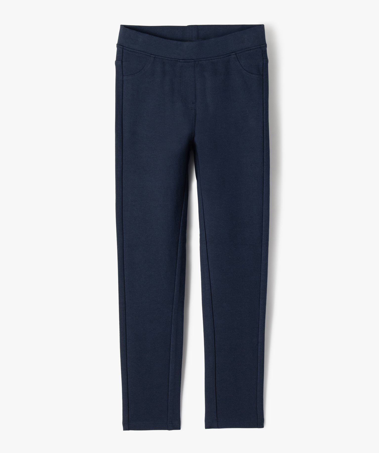 Leggings uni en coton extensible fille marine | GEMO