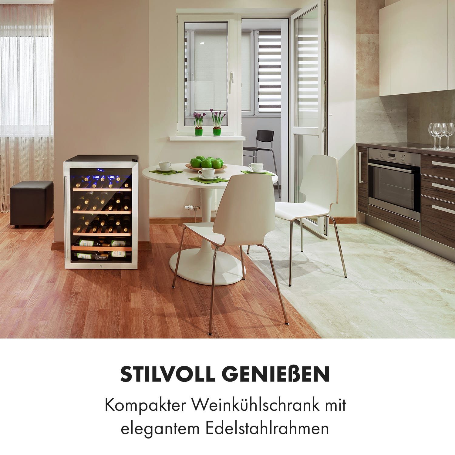 Klarstein Weinkühlschrank Vinamour, für 48 Standardflaschen á 0,75l,Wein Flaschenkühlschrank Weintemperierschrank Weinschrank Kühlschrank