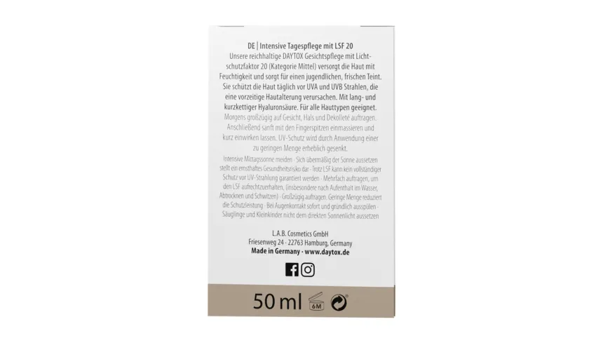 Daytox Hyaluron Cream LSF 20 50 ml
