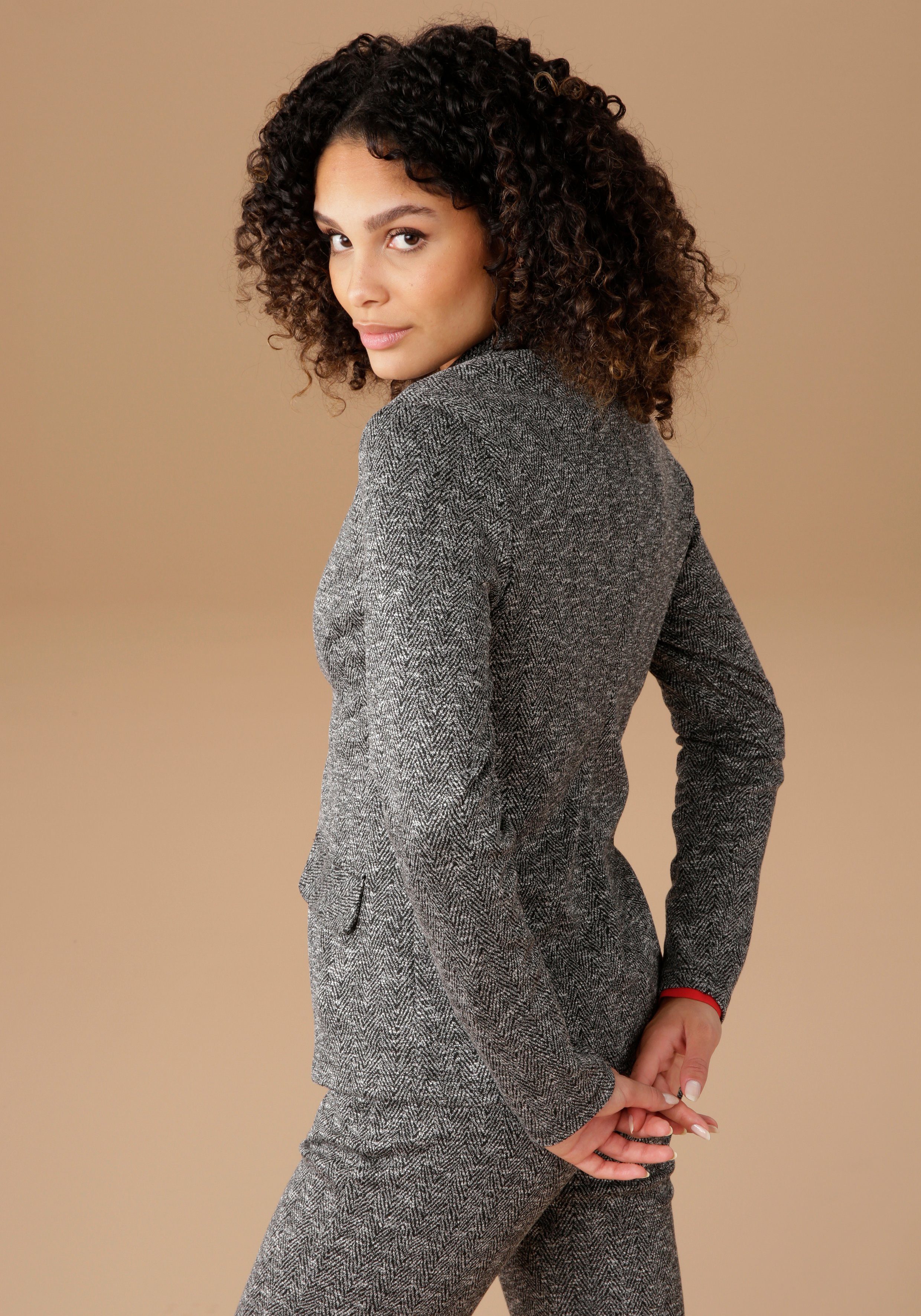 Aniston SELECTED Kurzblazer mit Fischgrat-Muster