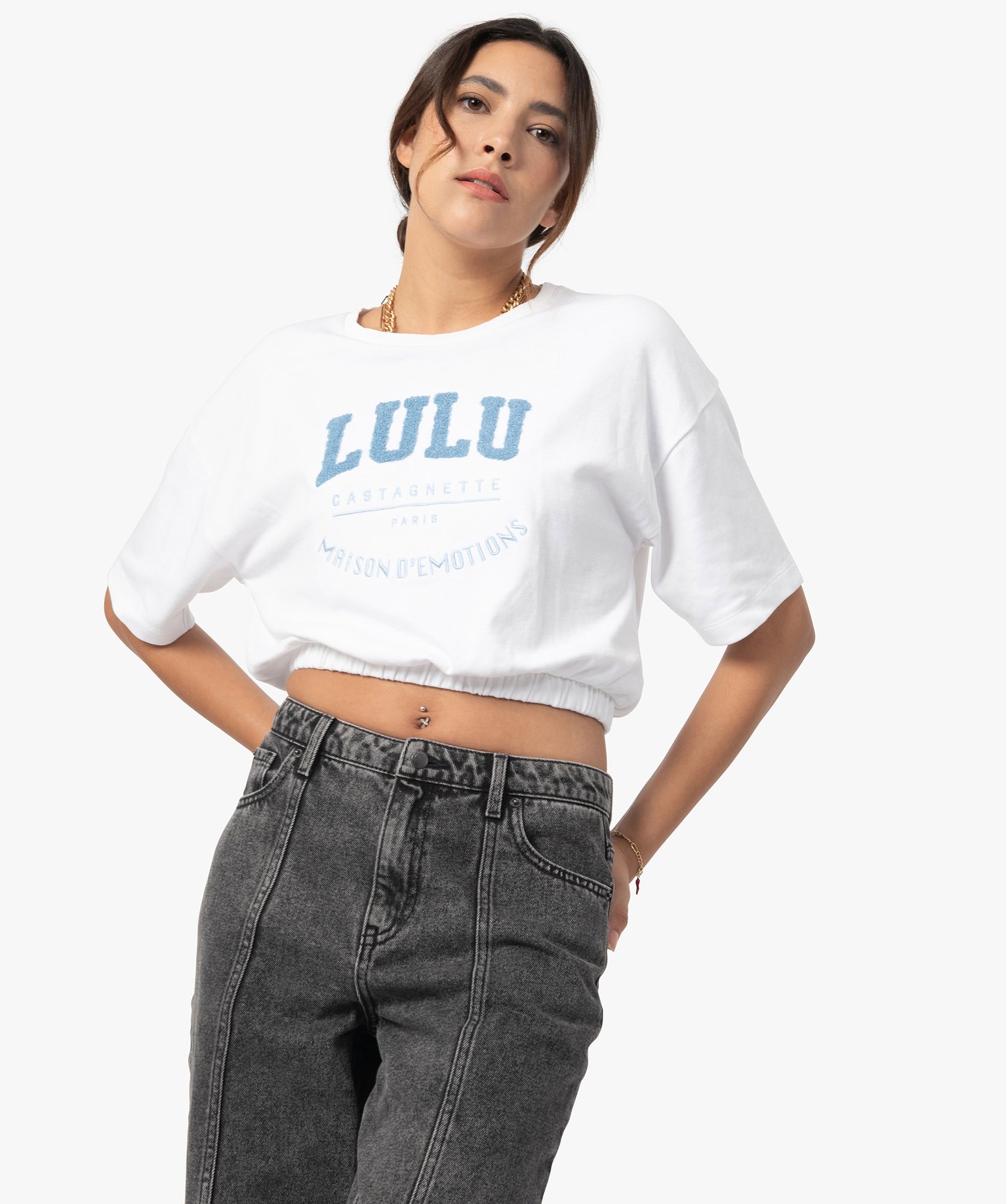 Tee-shirt femme avec bas élastiqué – LuluCastagnette | GEMO