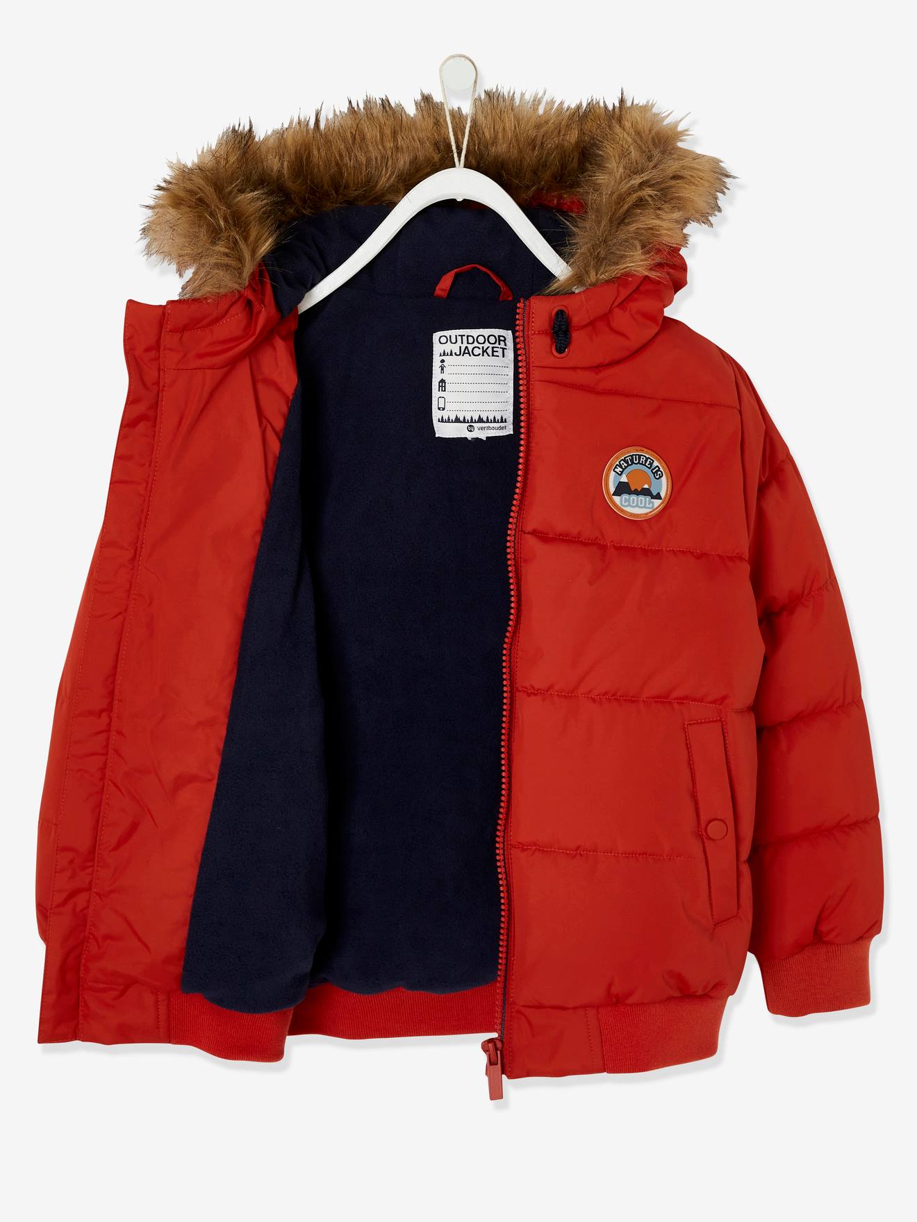 Vertbaudet Jungen Steppjacke mit Kapuze, Recycling-Polyester - orange