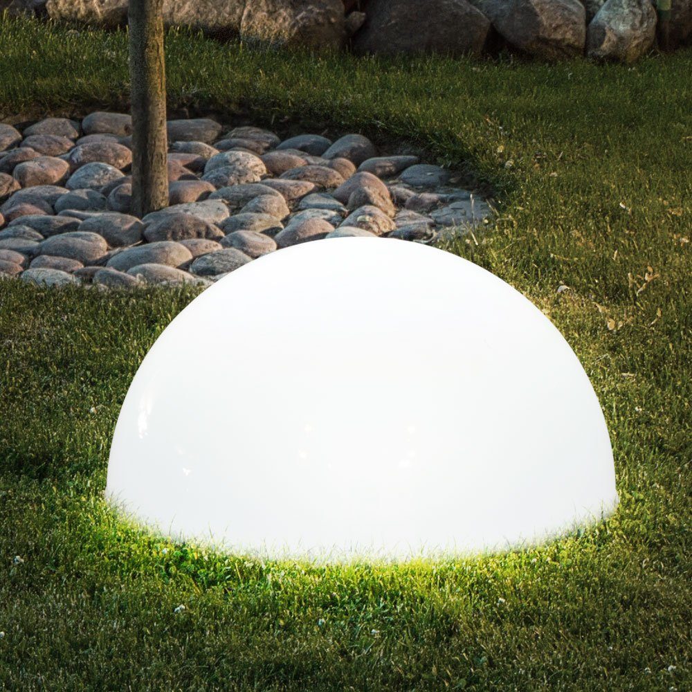 etc-shop LED Außen-Stehlampe, LED-Leuchtmittel fest verbaut, 3er Set LED Solar Steh Lampen Fassaden Halb Kugel Wand