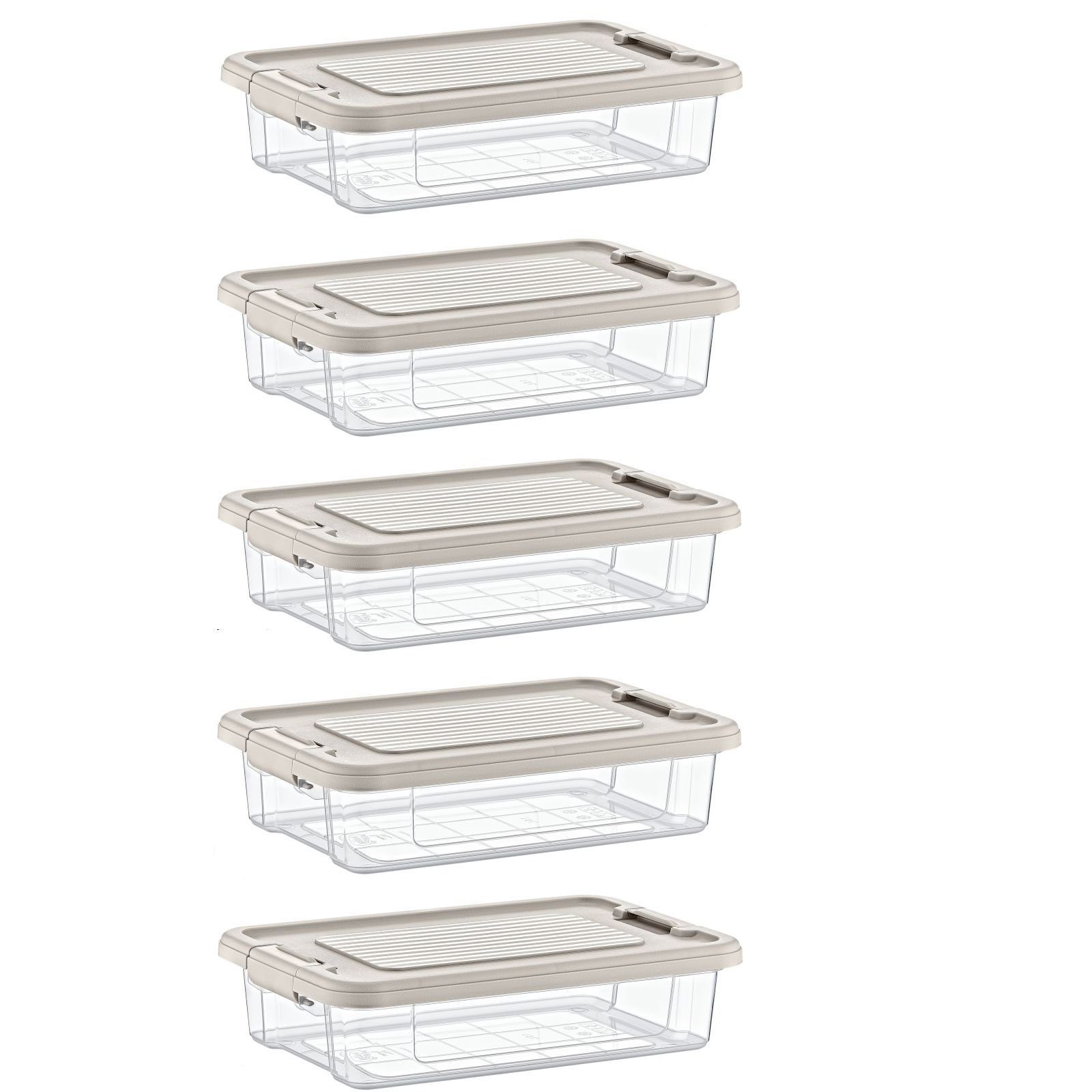 astor24 Aufbewahrungsbox Aufbewahrungsbox Deckel Kunststoffbox Transparent Regalbox Lagerbox (Spielzeugbox, 5 St), 16 verschiedene Größen Stapelbox Kiste Lagerbox Werkstatt Garten