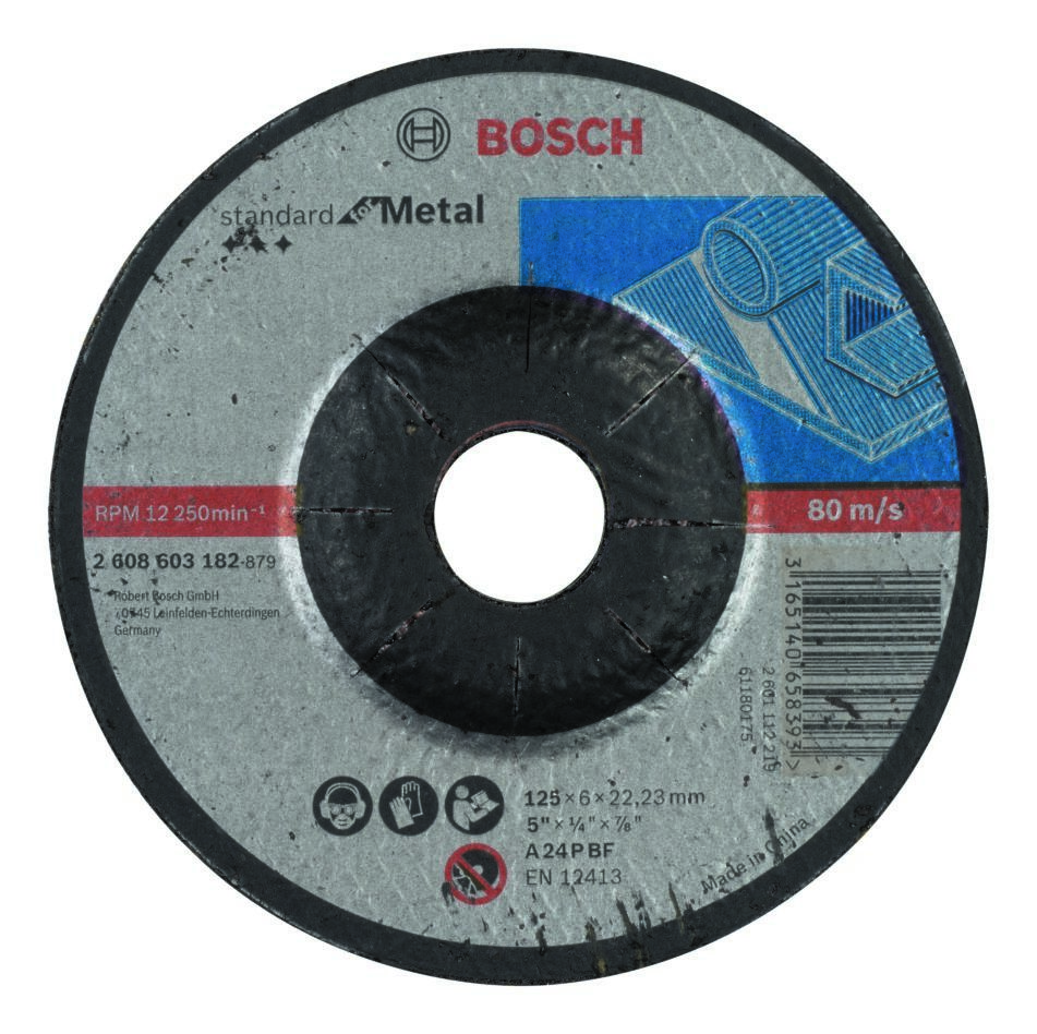 Bosch Blue Accessories 2608603182 Ívelt csiszolókorong Standard for Metal A 24 P BF, 125 mm, 22,23 mm, 6 mm