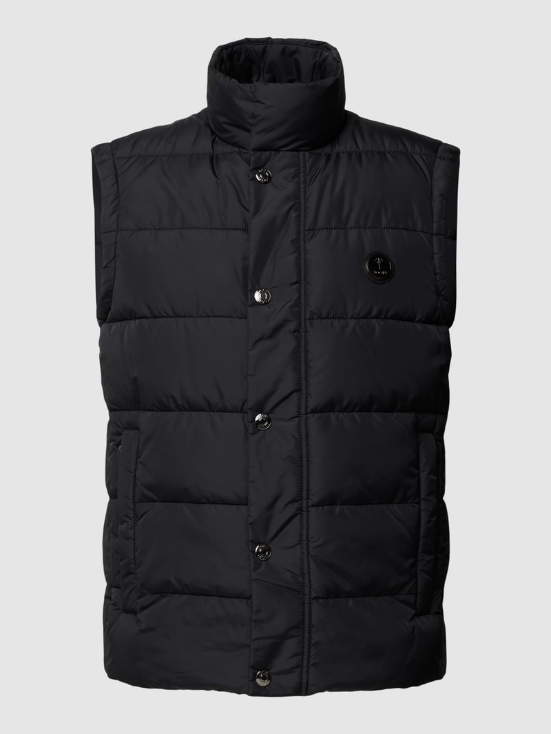 Steppweste mit Label-Patch in schwarz