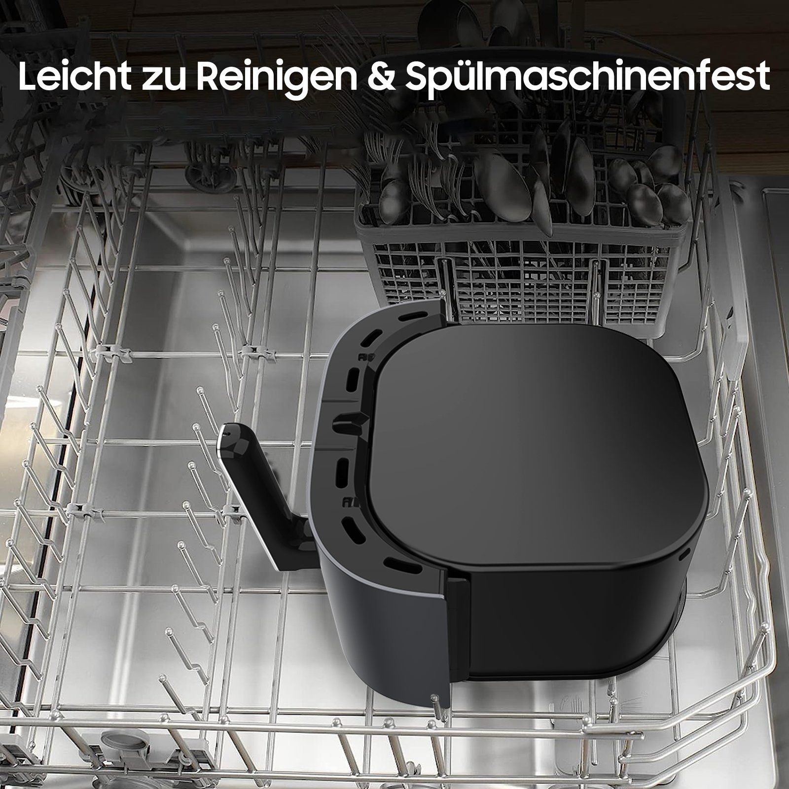 iceagle Heißluftfritteuse Heißluftfritteuse KDF-615A 6.7L Air Fryer mit Sichtfenster, 1700,00 W, 8 Voreingestellte Funktionen, Sichtbares Sichtfenster, Einstellbare Temperaturregelung, Einfache Reinigung, Individueller Lichtsteuerung, onhe Öl, Grau