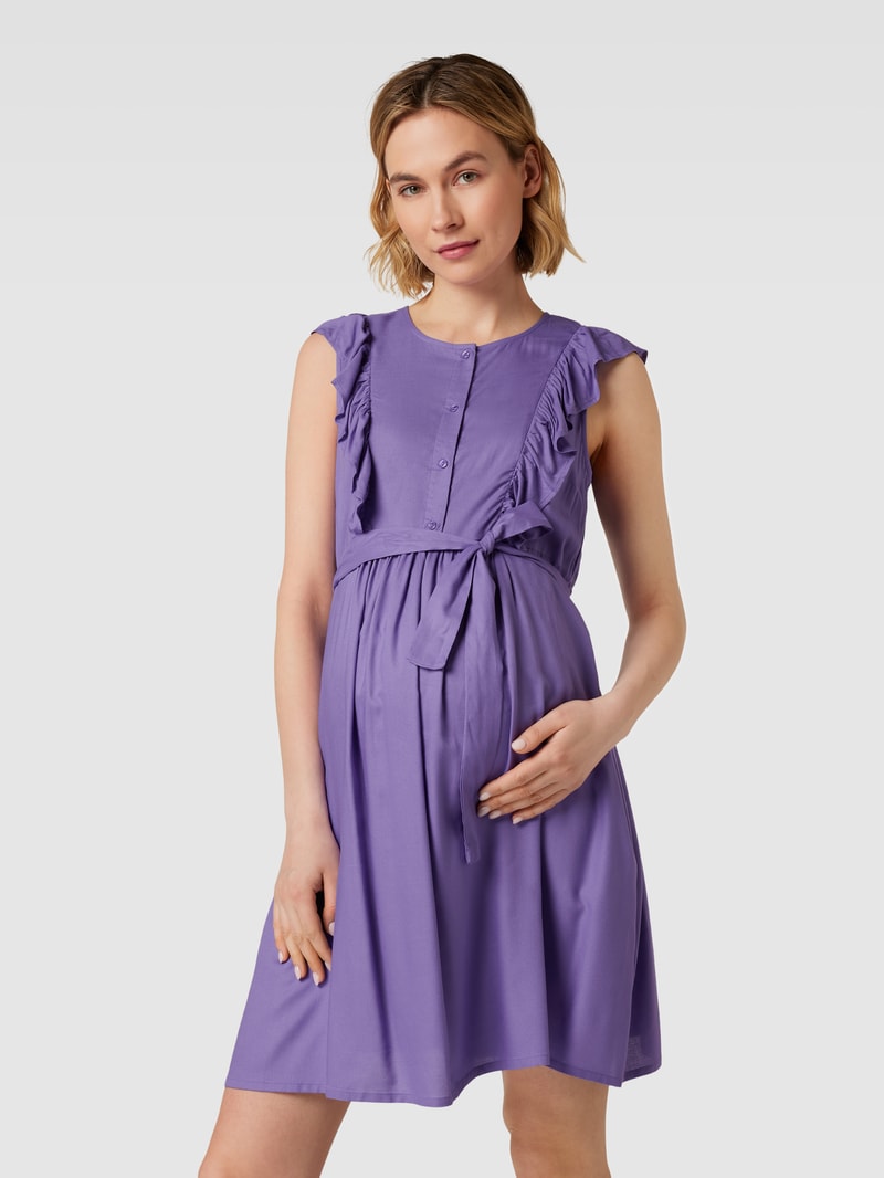 Umstands-Kleid aus Viskose mit Rüschen in violett