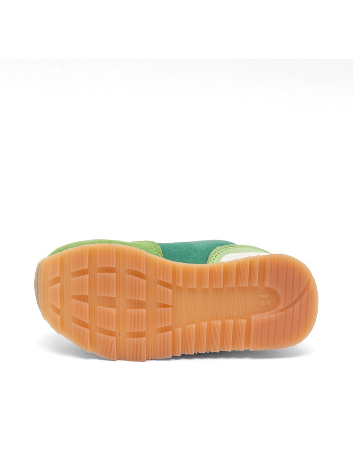 bisgaard Leder-Sneakers in Grün/ Weiß günstig kaufen