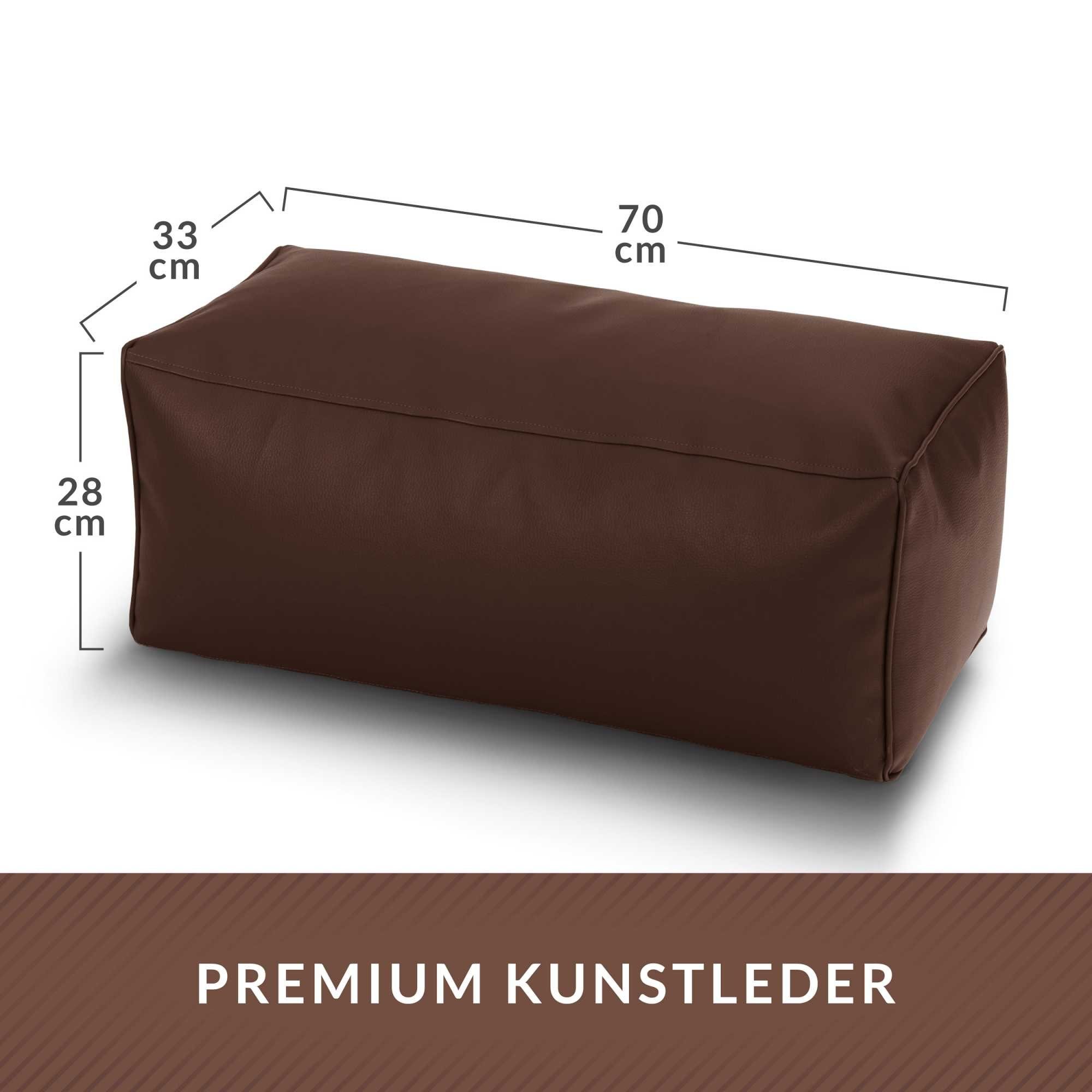 Green Bean Fußhocker Sitzpouf aus Kunstleder in 3 Farben (Pouf Bodenkissen Ablage Hocker Sitzkissen), Sitzhocker mit Füllung, Maße 70x33x28cm - Ergänzung zum Sitzsack