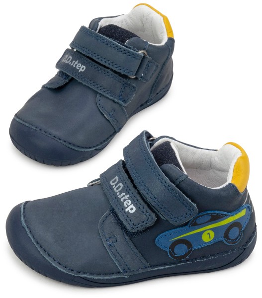 DD Step ~ MidCut Klettschuh Leder ~ Blue Car