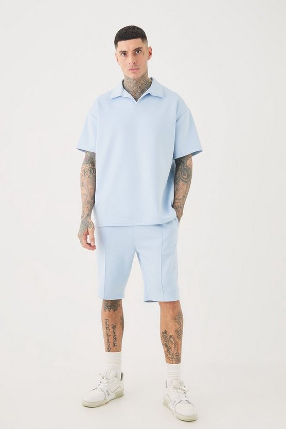 Tall Oversize Scuba Poloshirt & Shorts
