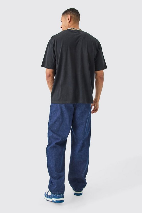 Oversize T-Shirt mit Denim-Applikation