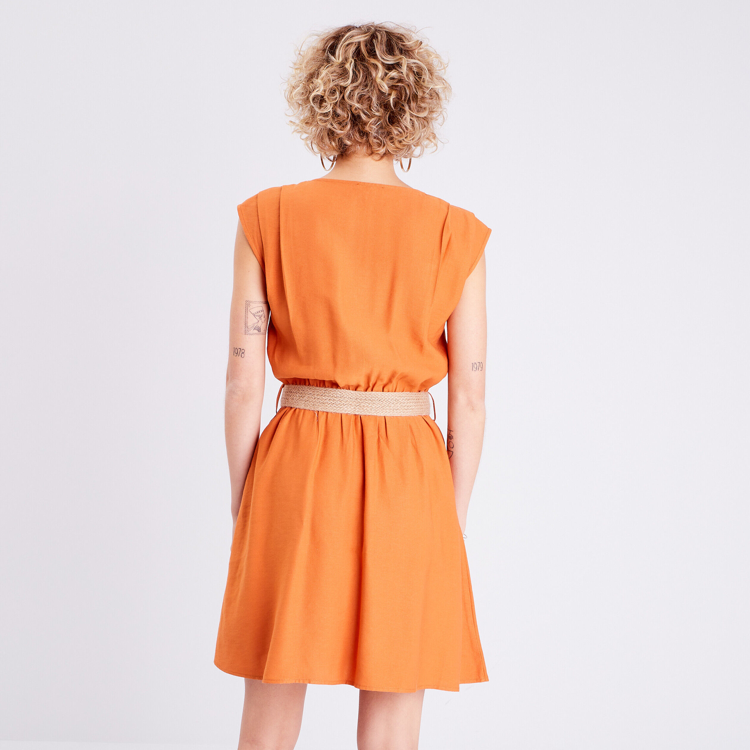 Robe droite ceinturée orange femme | Cache Cache