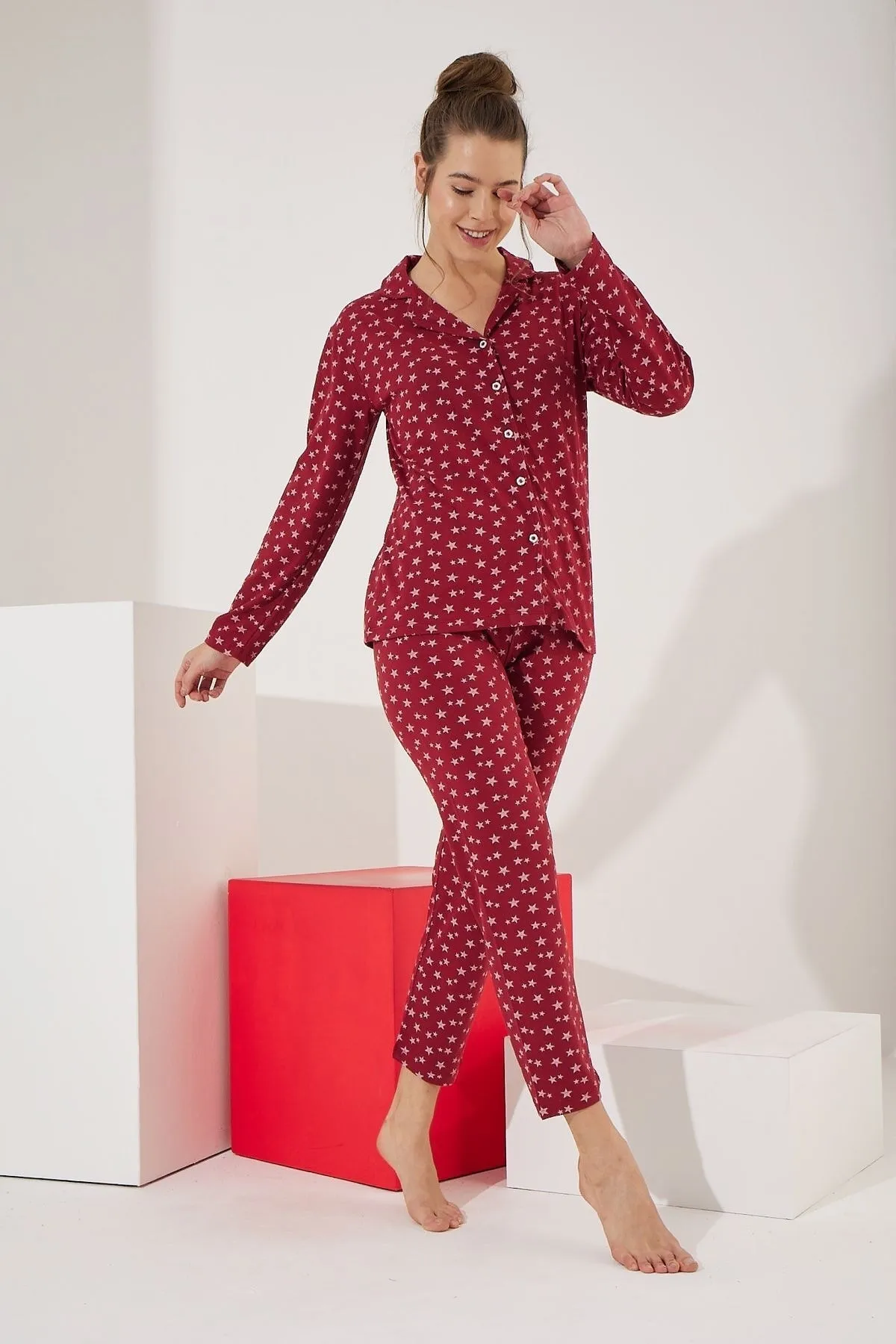 STRAWBERRY  Pyjama-Set aus Baumwolle mit Knöpfen