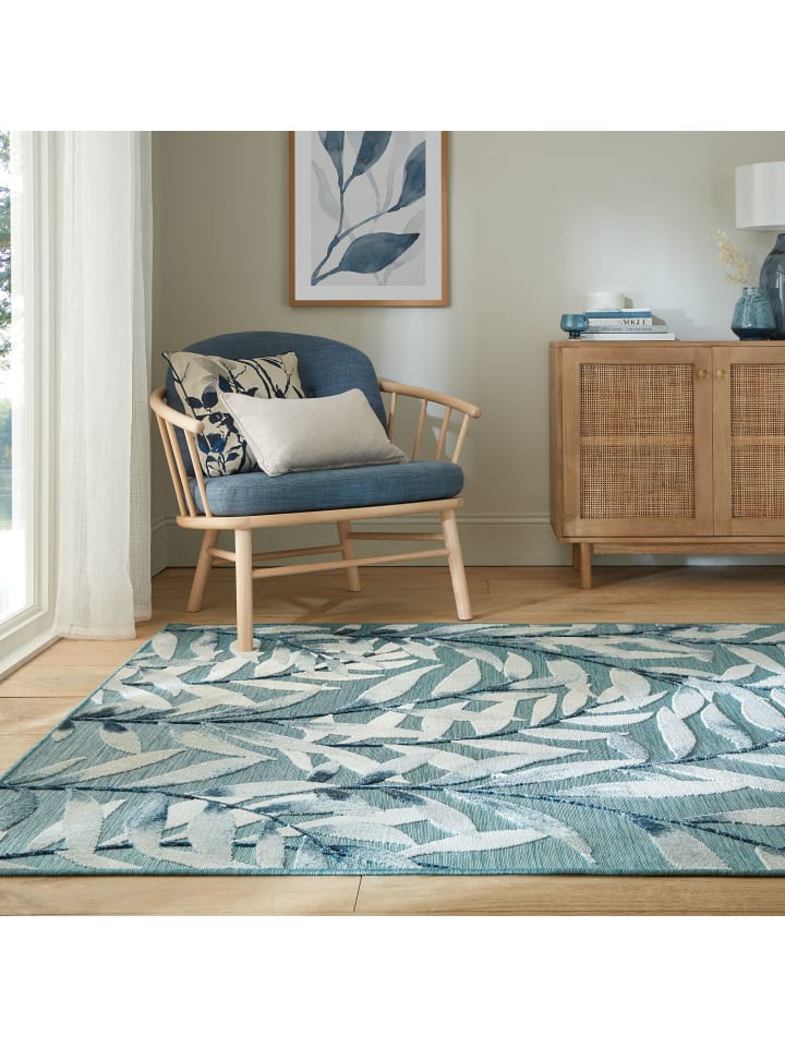 KADIMA DESIGN Eleganter Balkonteppich mit floralem Türkis-Design günstig kaufen
