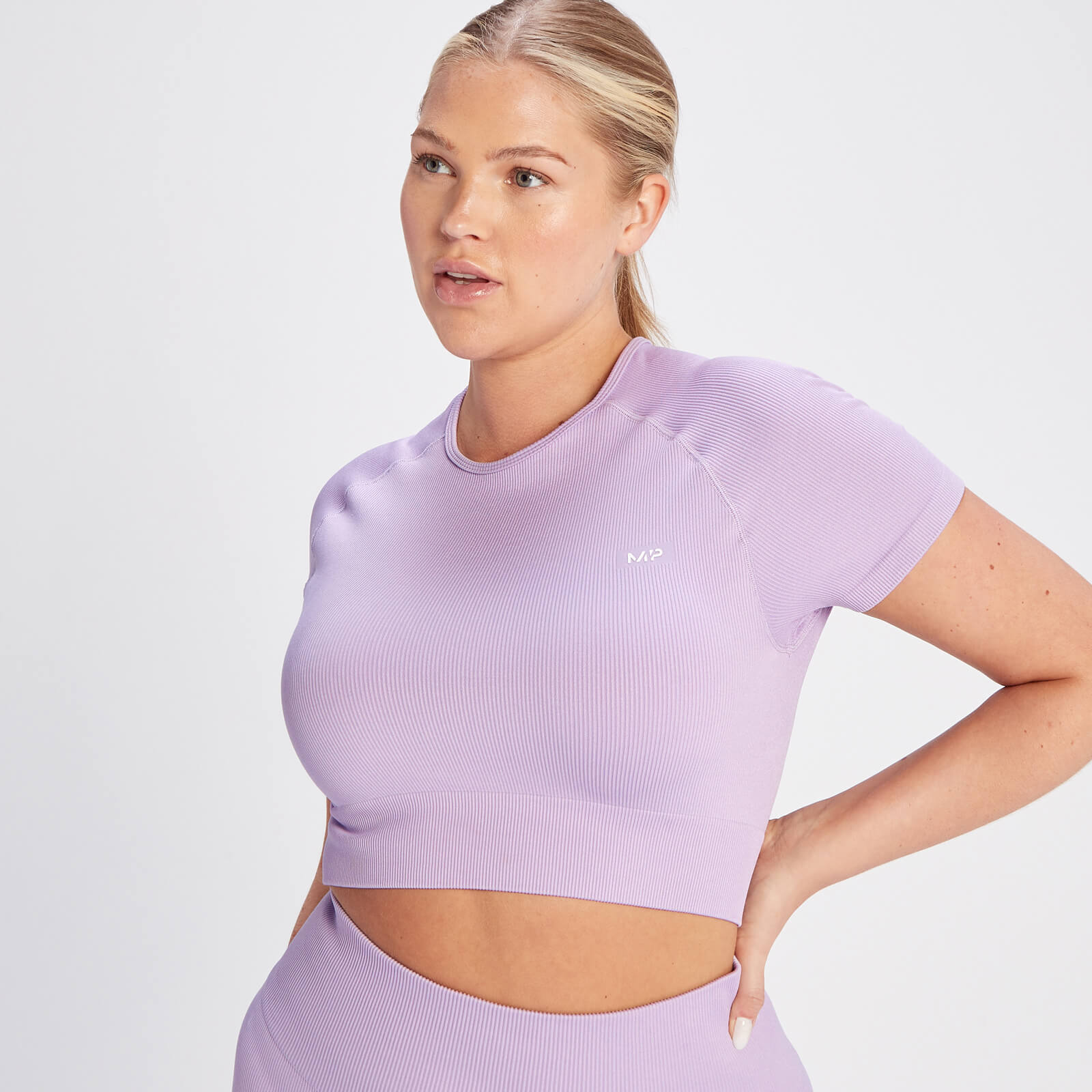 Crop top côtelé sans coutures MP Tempo pour femmes – Lilas vif