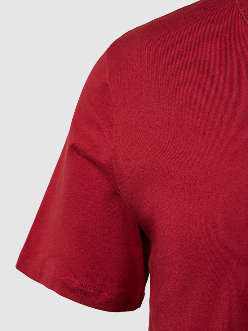 T-Shirt mit geripptem Rundhalsausschnitt im 3er-Pack in dunkelblau