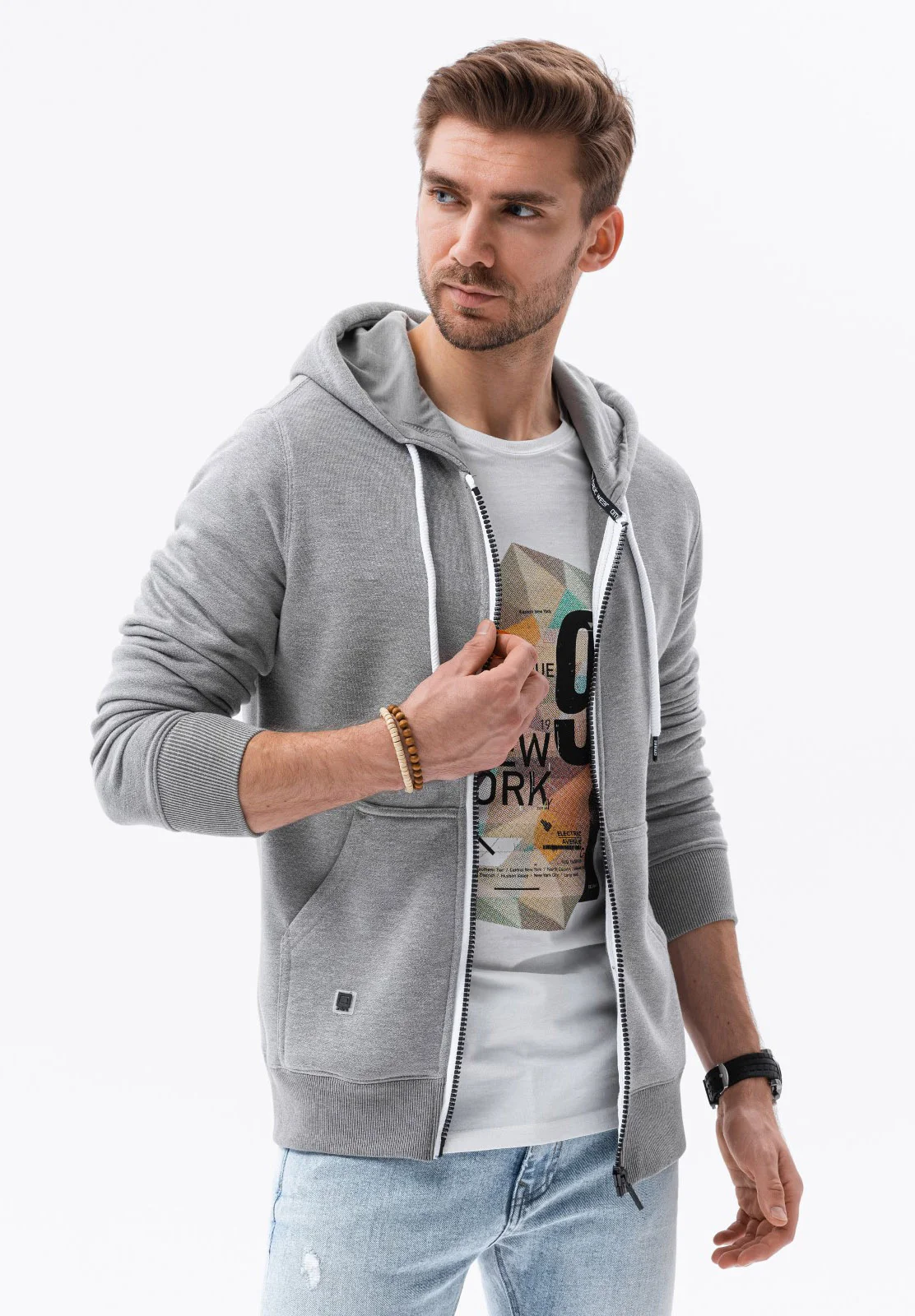 Sudadera con capucha y cremallera ombré