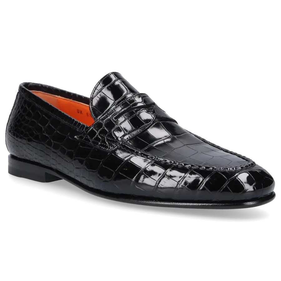Santoni - Loafer 15609 Krokodilleder - schwarz