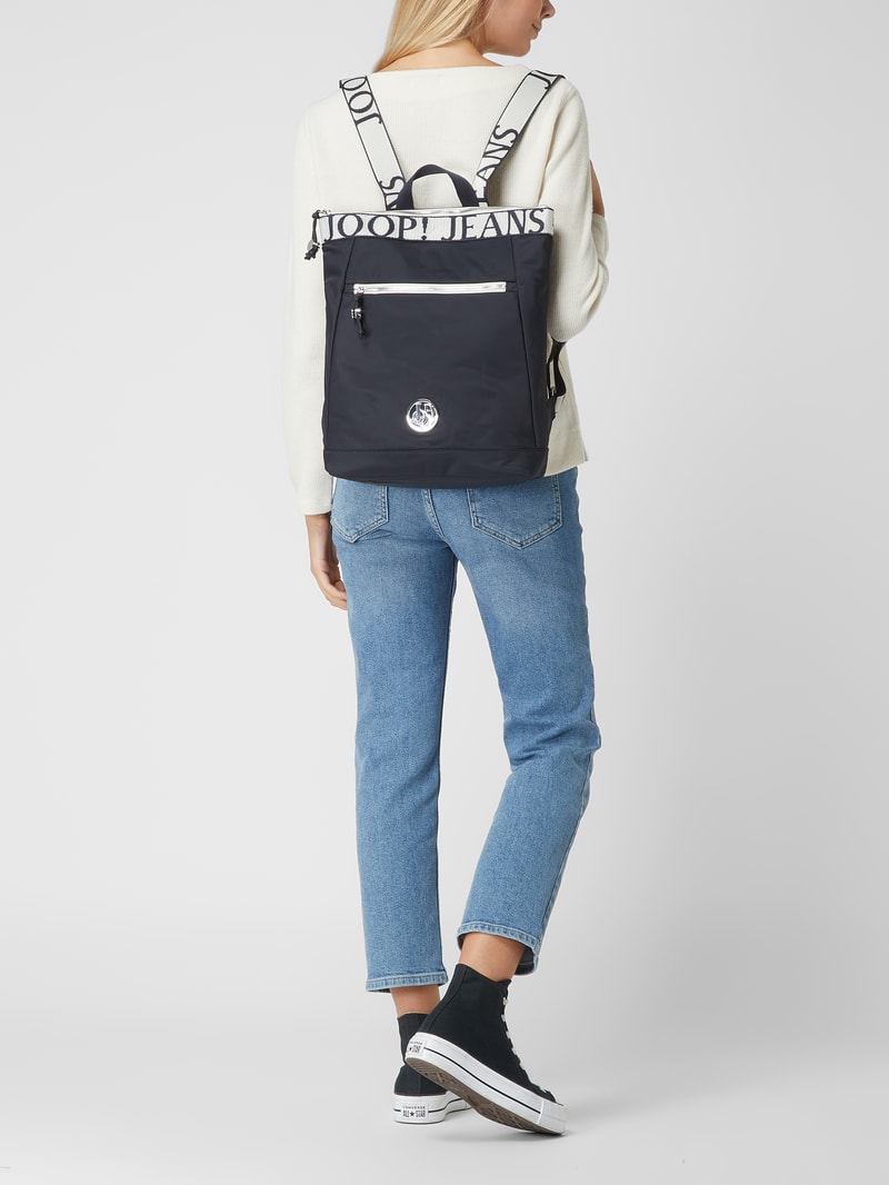 Rucksack mit Logo Modell 'Elva' in marineblau