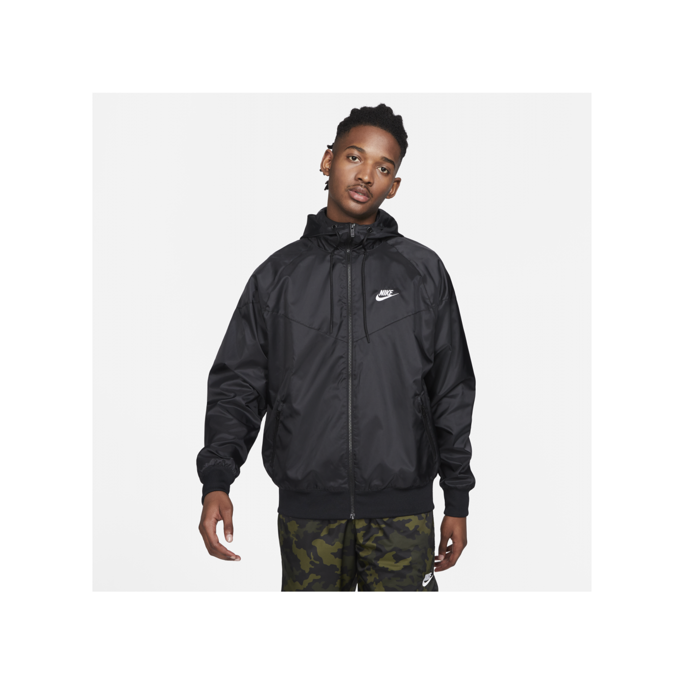 Nike Woven Windrunner Kapuzenjacke Schwarz 010