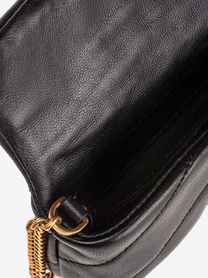 Pinko Leder-Umhängetasche in Schwarz - (B)14 x (H)8 x (T)4 cm günstig kaufen onesize